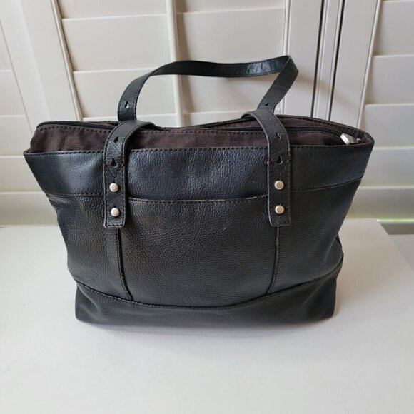 FOSSIL Black Leather Maddox XL Laptop Work Tote Shoulder Bag - Picture 5 of 13